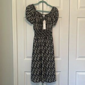 Gilli Black and White Ruffled A-Line Sundress
